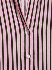 Women Striped Shirts For Women Vintage Elegant Puff Sleeve Summer New High Street Clothes Leisure Single-breasted Lapel Blouse