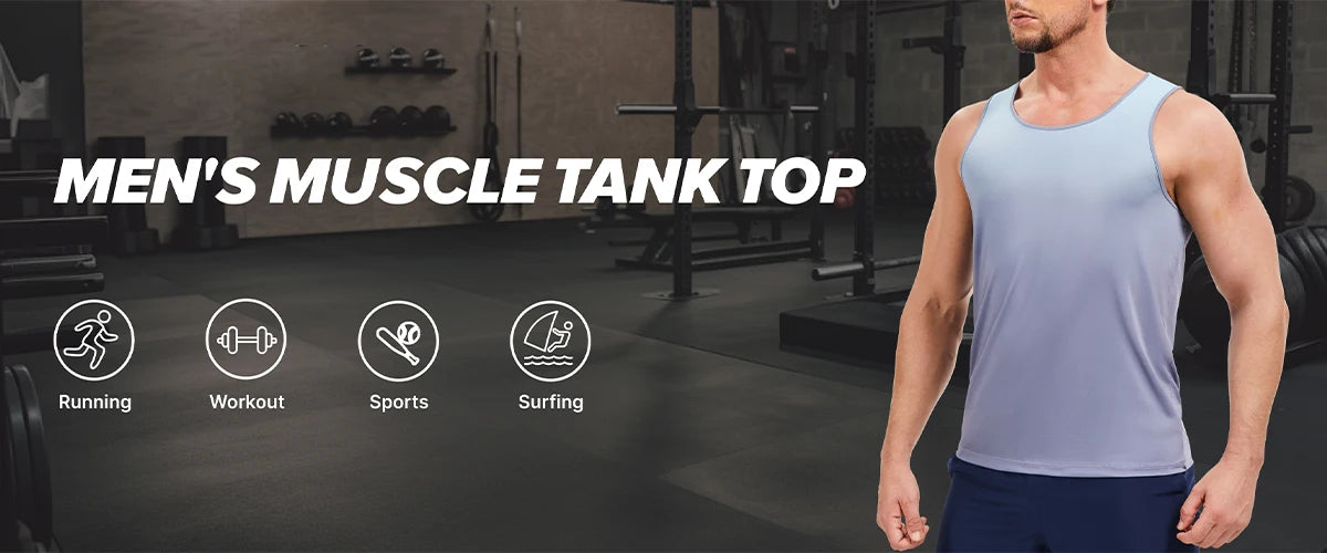 TACVASEN Men's Muscle Tank Top Quick Dry Sleeveless Workout Gym Shirt Athletic Running Fitness Lightweight Stretch Summer Top