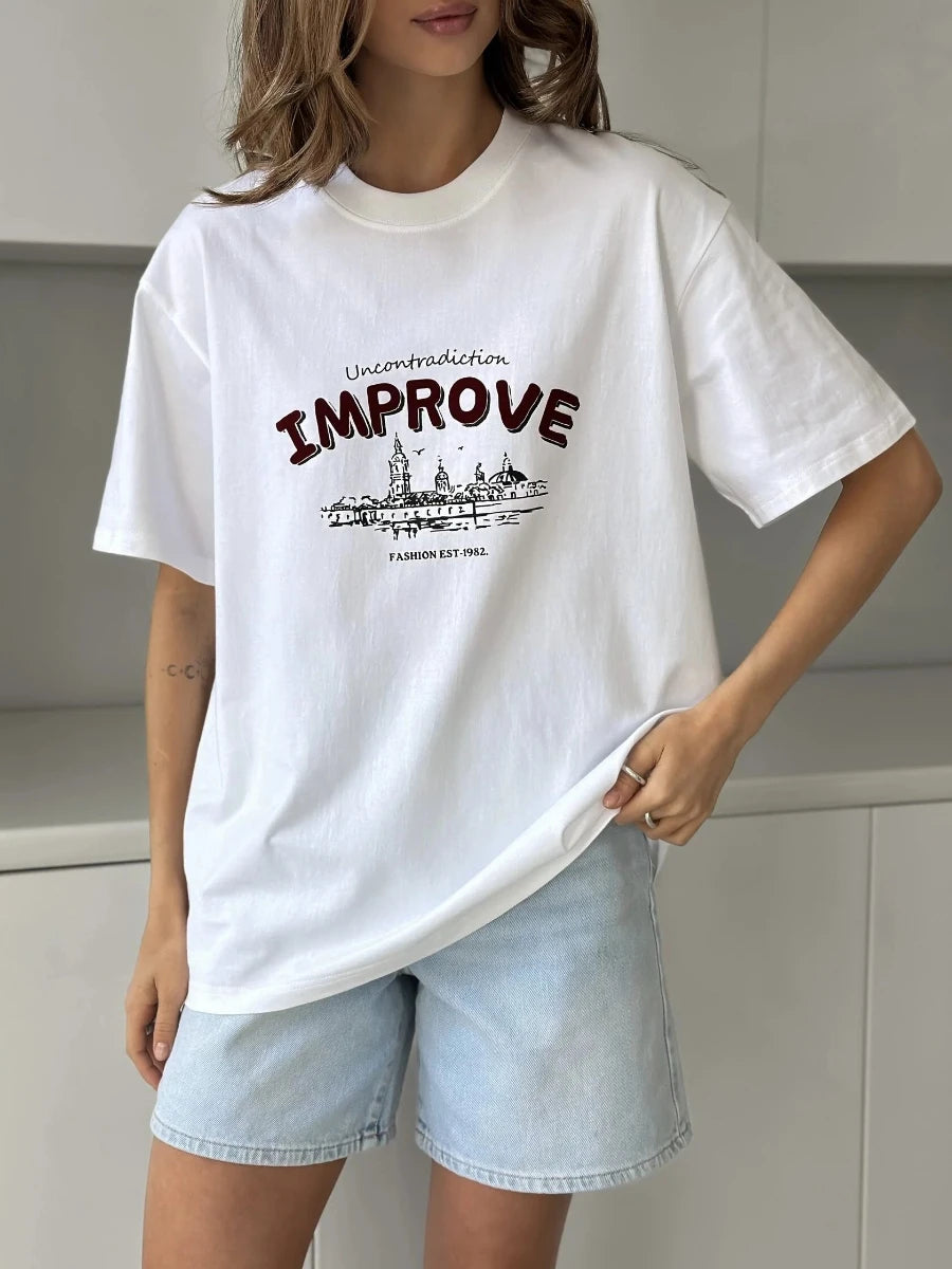 Vintage Cotton Printed Casual Tee