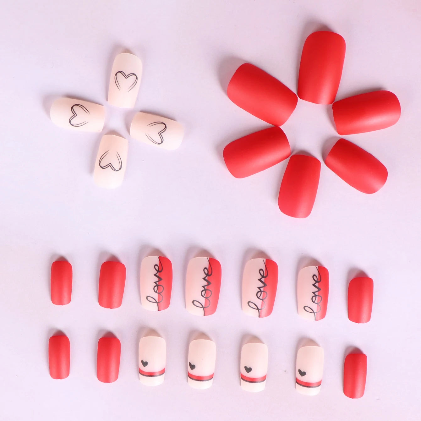 24PCS Short False Nails With Rose Leaf Design Pressed On The Nails, Glossy Glue, Black Full Coverage Acrylic False Nails