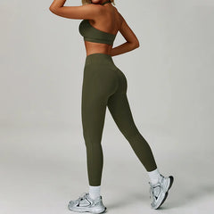TRY TO BN Gym Sets Woman 2 Piece Yoga Backless Top Women's Tracksuit High Waisted Leggings Butt Lifting Fitness Workout Clothes