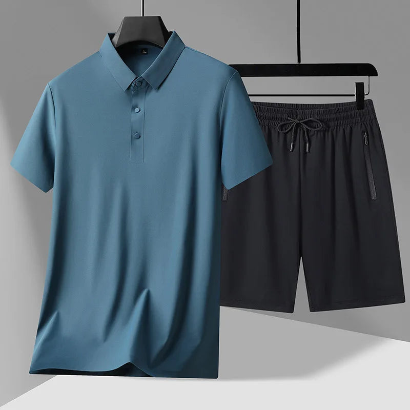 polo Shirts + shorts 2024 summer new style fashion Sportswear Men's Casual Sets Male Fashion shirts and shorts full size M-4XL
