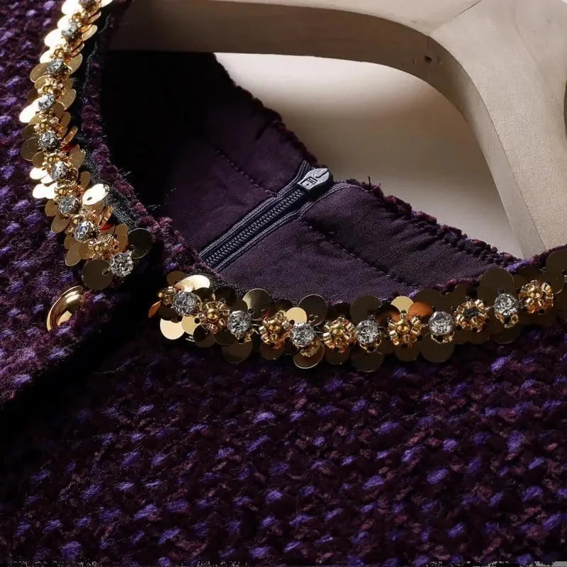 Elegant Tweed Sleeveless Midi Dress