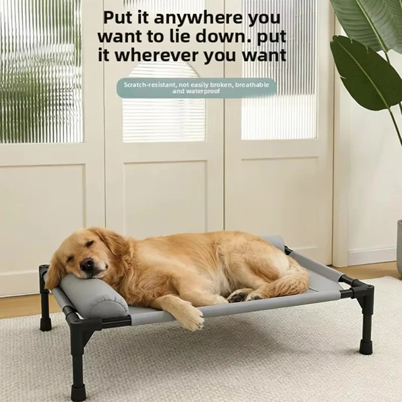 Pet Furniture Mesh Elevated Dog Beds Breathable Removable Raised Dog Bed With Soft Pillow Outdoor Dog Cat Bed Patio Sunbathing