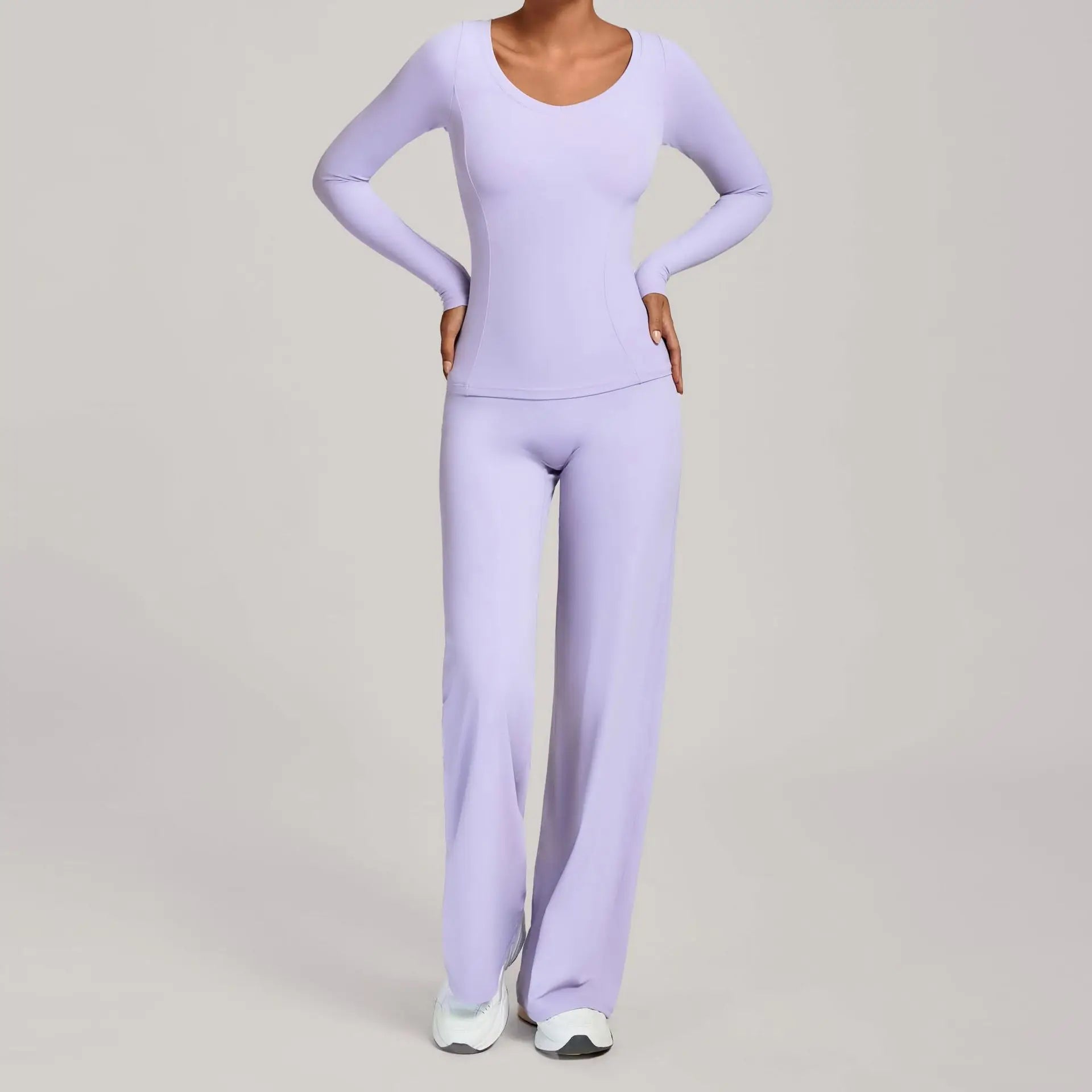 2PCS Yoga Set Women Yoga Pant Workout Tracksuit Sportswear Gym High Waist Straight Leg Bottoms Fitness Bta Sports Suit XP01