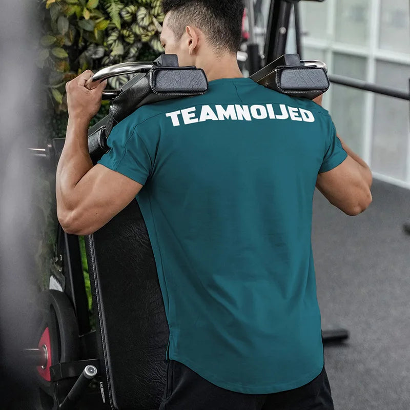Men's Gym T Shirts Quick Dry Short Sleeve Summer Sports T-shirt Elastic Fitness Workout Tops Casual Bodybuilding Athletic Tee