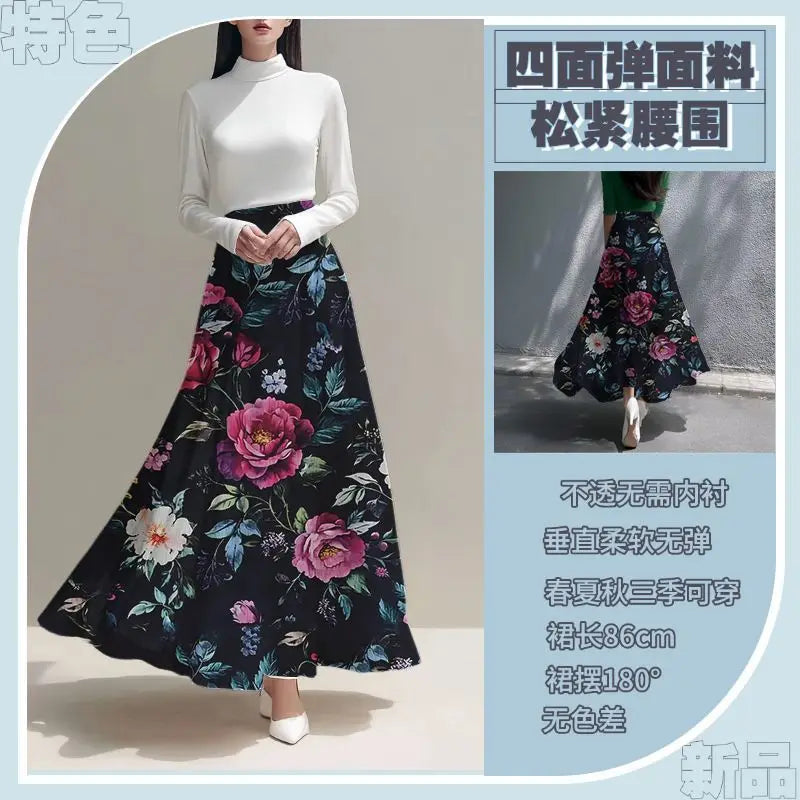Women's Skirts Niche Specialty Fancy Skirts Versatile Bot Large Swings Fashionable Floral Skirts