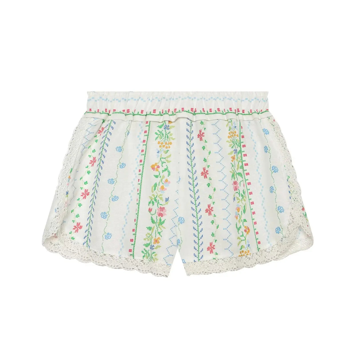 Women's Printed Shorts Set Summer Asymmetric Hem Wide Straps Loose Top Elastic Waist Lace Trim Shorts Fashion Casual 2 Piece Set