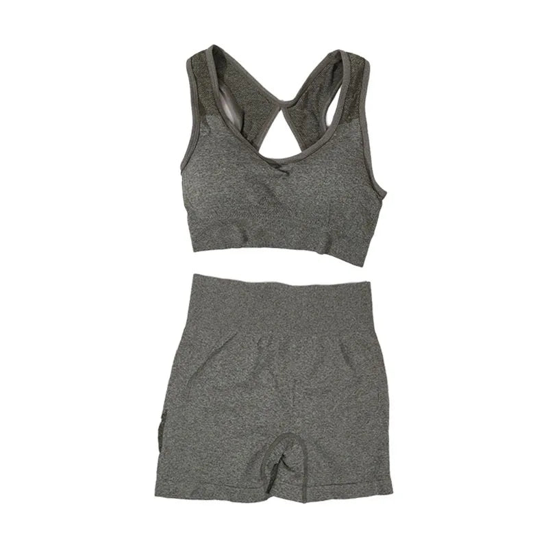 2Pcs Women Yoga Outfit Set Sports Fitness Vest Running Workout Shorts Suit Gym Training Active Wear Handmade Accessory