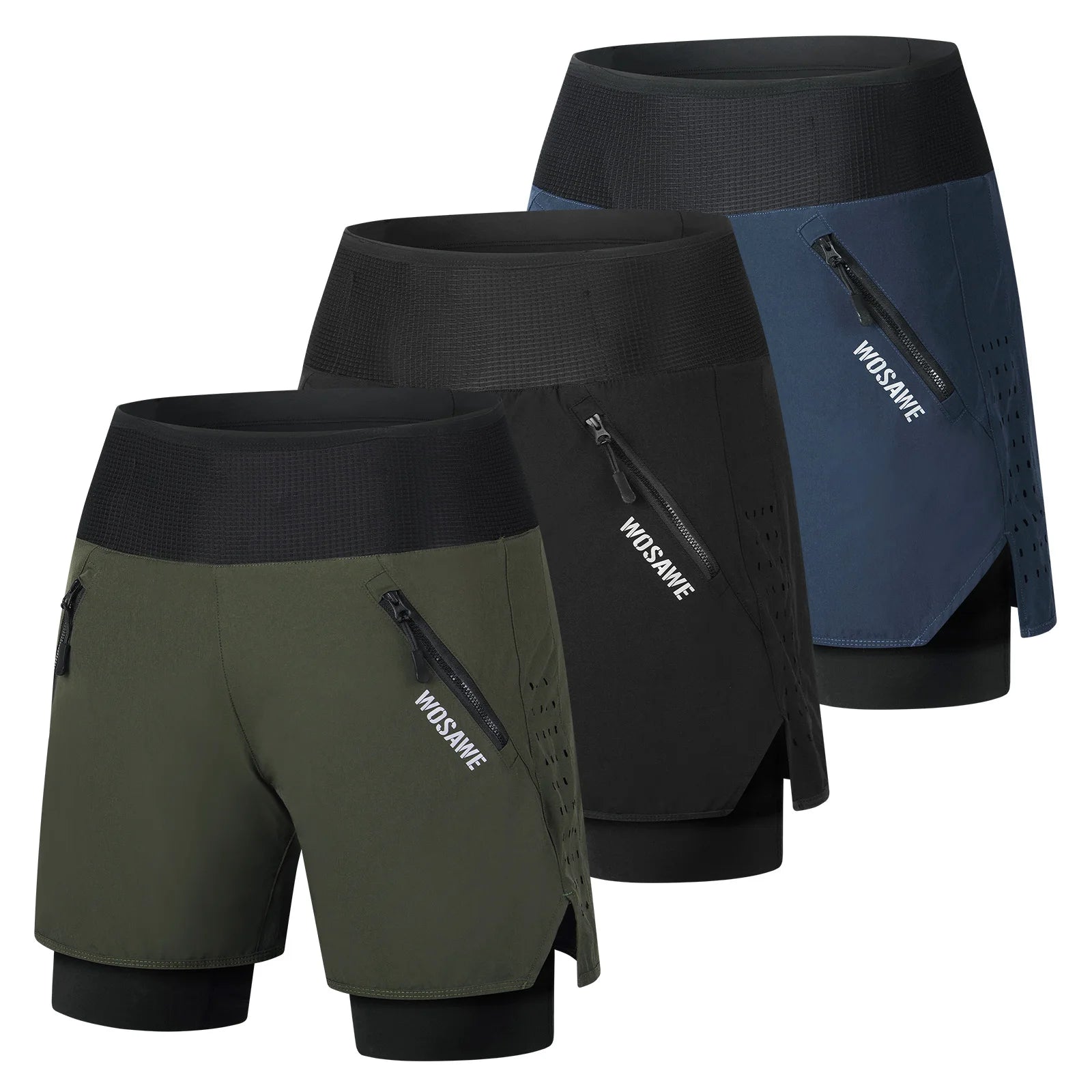 WOSAWE MTB Shorts Summer Men Cycling Shorts 2 in 1 Mountain Bike Padded Shorts Double Layer Downhill Bike Quick Dry Short Pants