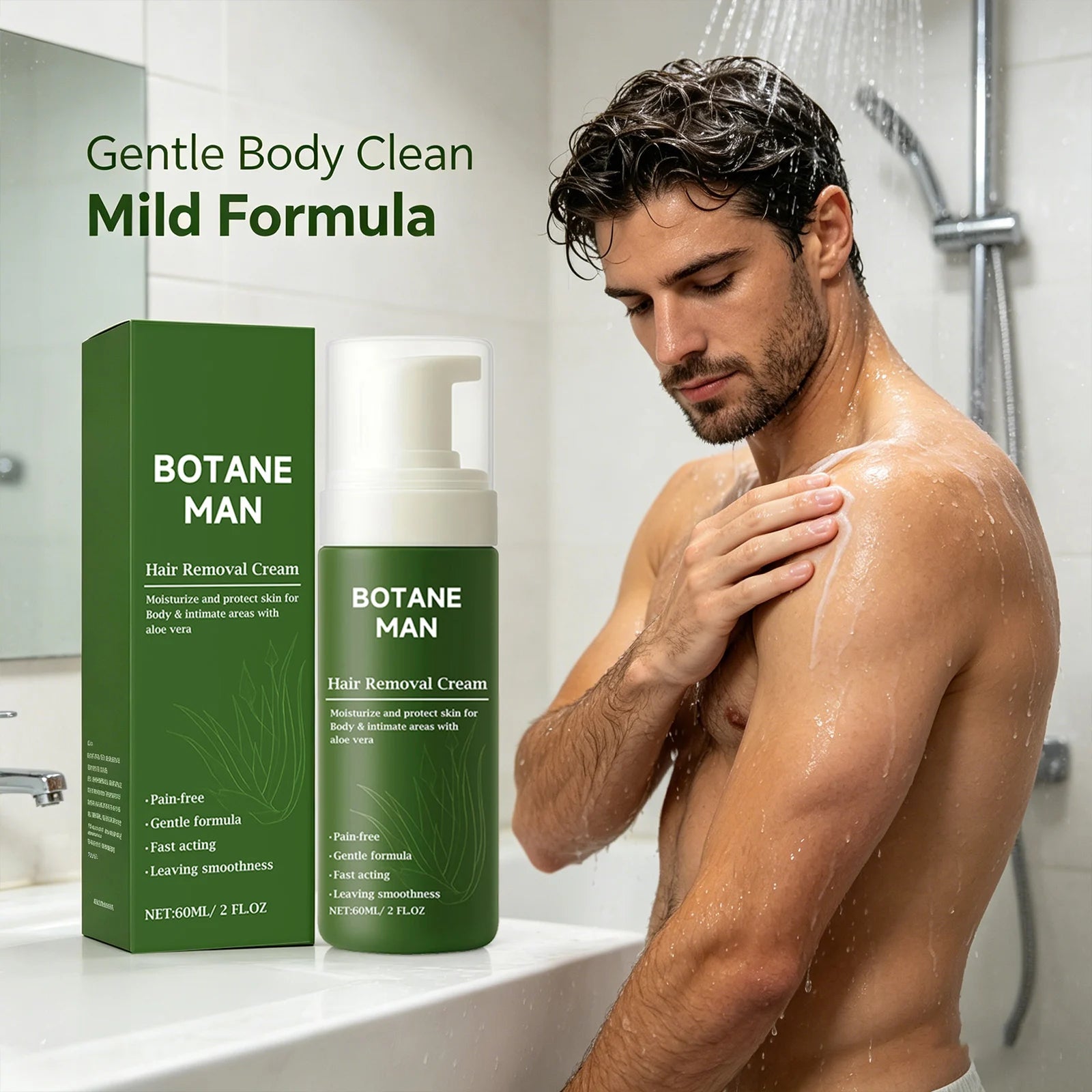 Man Hair Removal Cream Moisturizing Removing Hair & Smoothing Skin Pain-Free Long-Lasting Protection Gentle Hair Removal Mousse