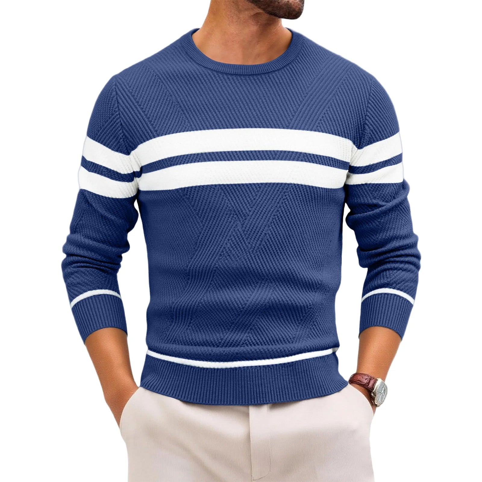 Slim Striped Knit Pullover