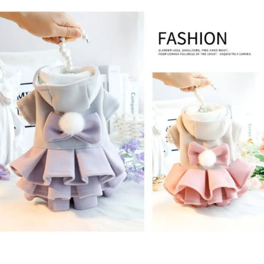 Fashion Autumn Winter Outfit Pet Dog Clothes Woolen Tutu Skirt Pet Coat Dog Dresses Teddy Bear Cat Princess Skirt for Small Dogs