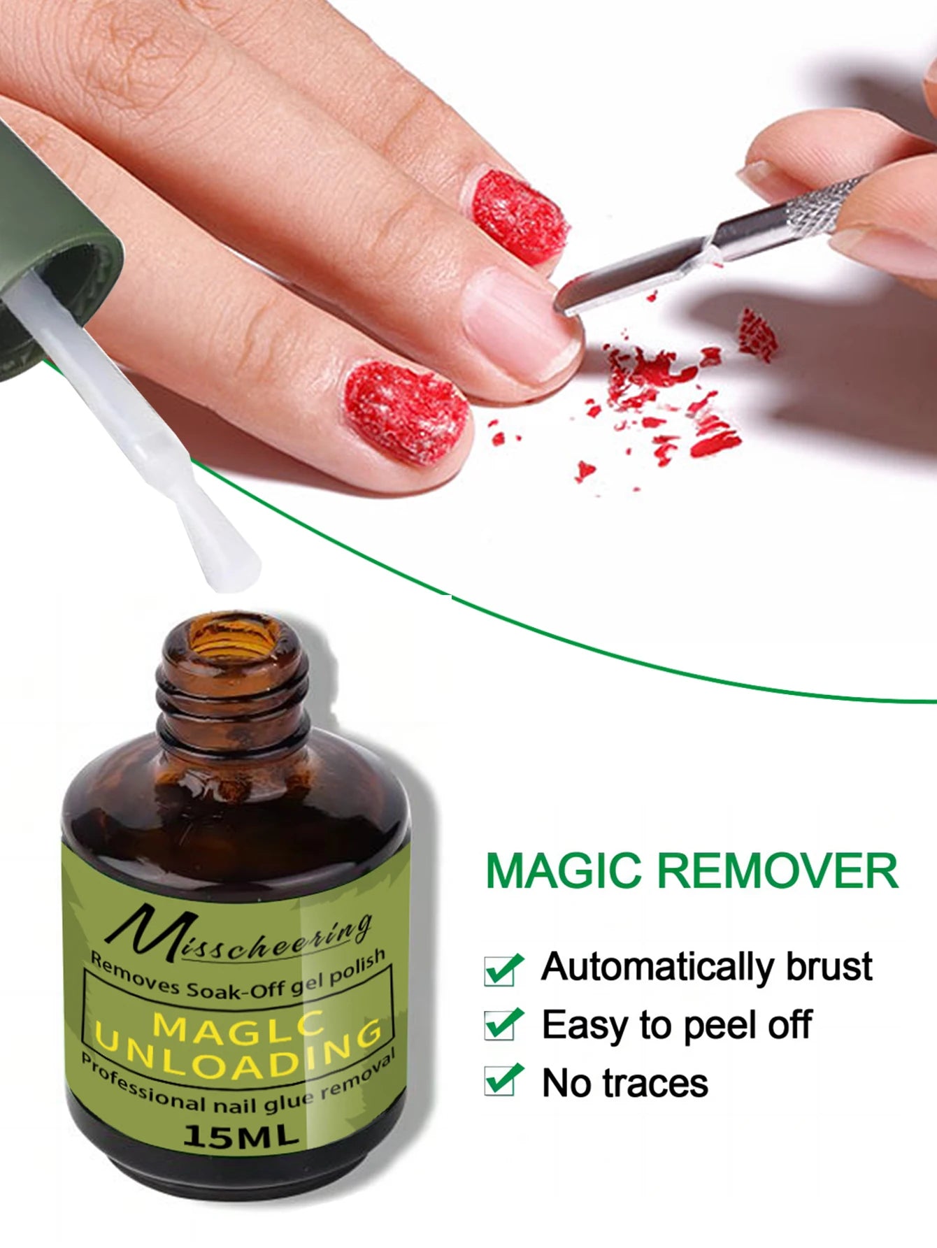 1/2pcs/Set Nail Magic Remover With Remover Tool Quickly & Easily Remove Gel Nail Polish And Poly Nail Gel Without Harming Nails