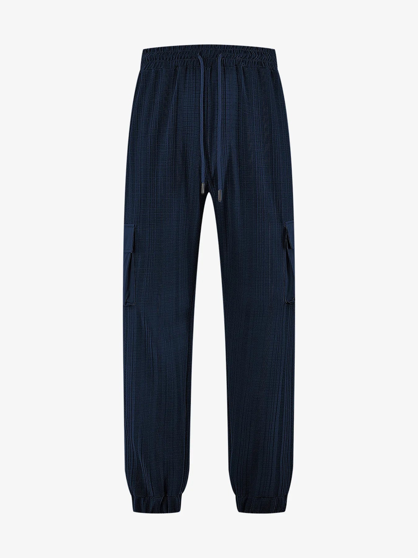 Men's Grid Cargo Joggers Drawstring Elastic Waist Multi Pocket Casual Ankle Length Trousers