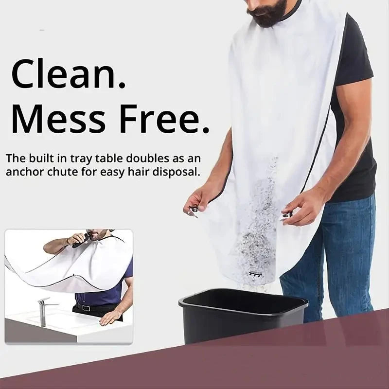 Men's Beard Shaving Bib - Clean Cape for Shaving and Grooming - Ideal for Care and Hygiene