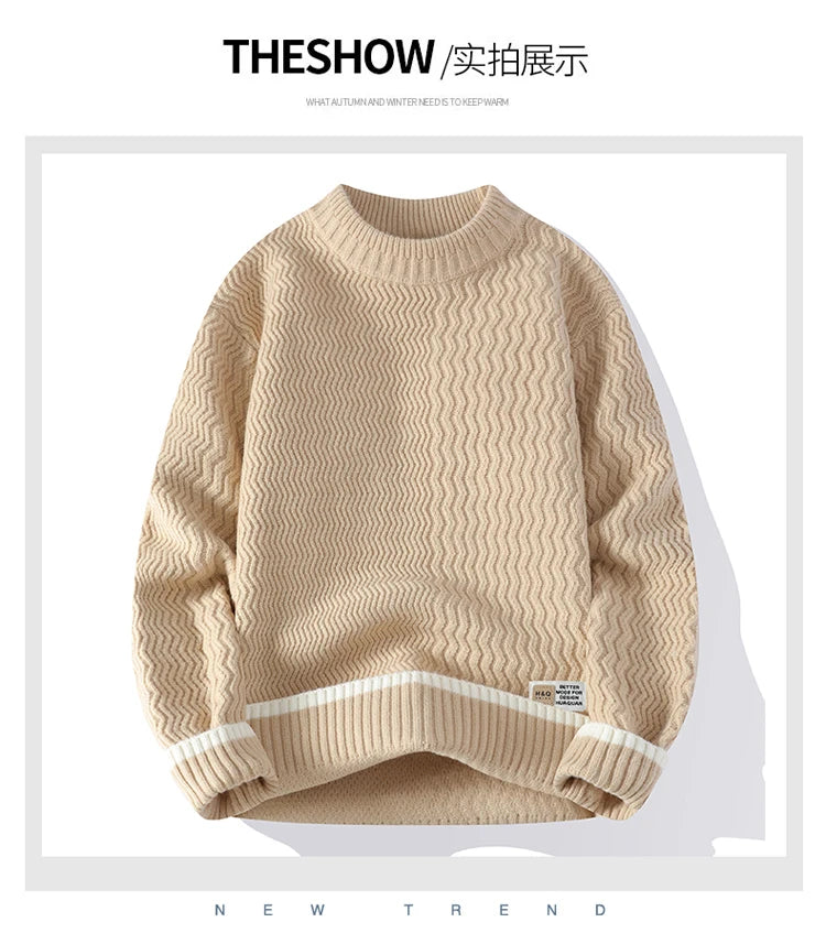 Men Casual Comfortable Warm Sweaters men round neck  Solid knitwear Men's High-Quality Fashion Trend Sweater 2025 Autumn/Winter