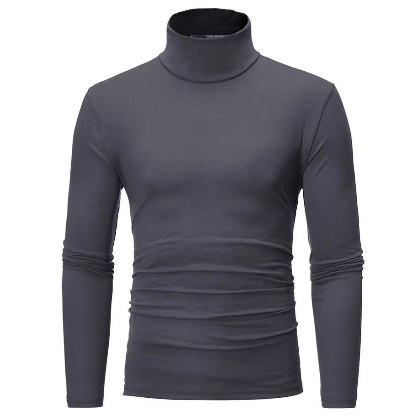 Men's Turtleneck Sweater Warm Soft Knit Pullover Fashion Versatile Long Sleeve Top for Autumn Winter