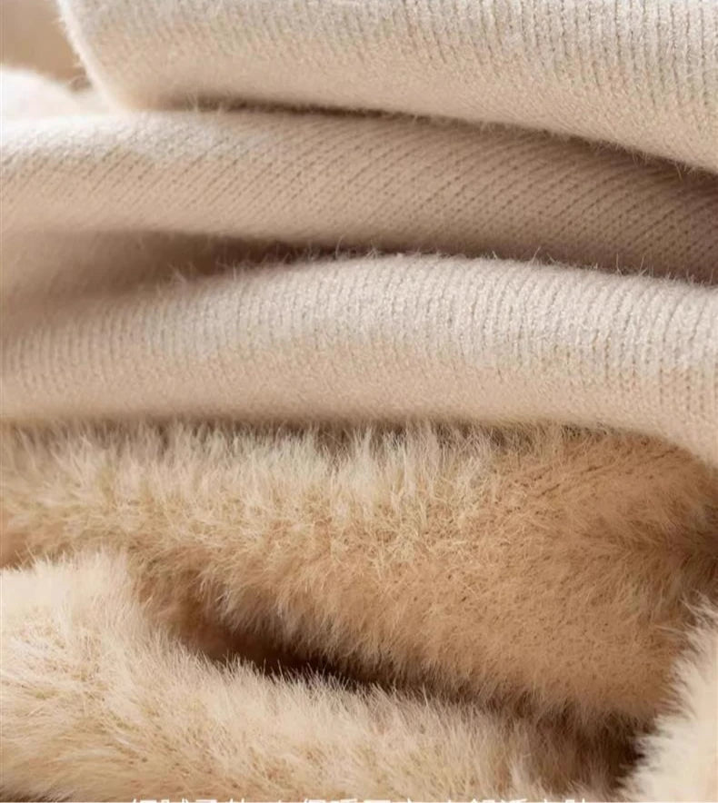 Men’s Thermal Fleece High-Neck Knitted Sweater