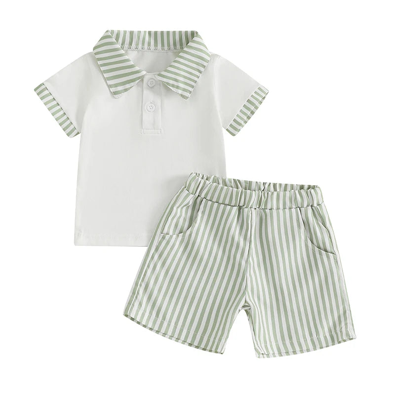 Striped Collar Summer Set