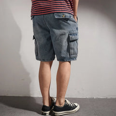 Retro Denim Utility Knee Shorts