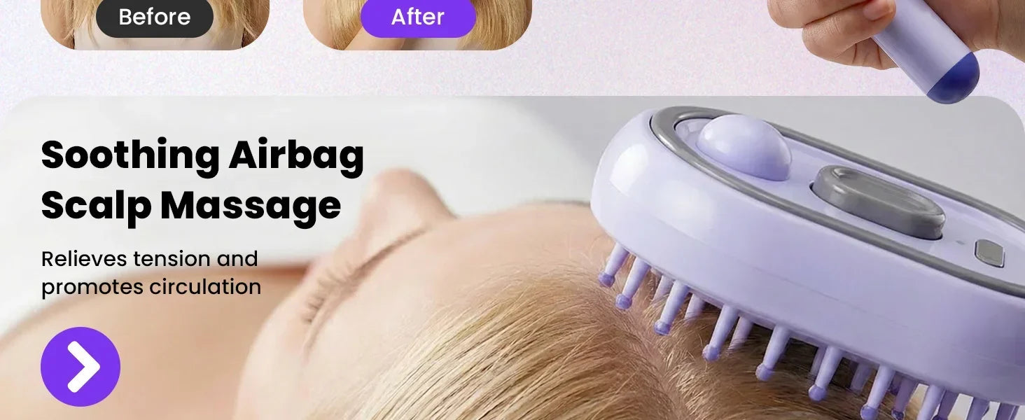 Rechargeable Hairs Massage Brush 3-in-1 Electric Spray Air Cushion Massage Comb for Frizzy Hair Scalp Care Relieve Hair Tangles