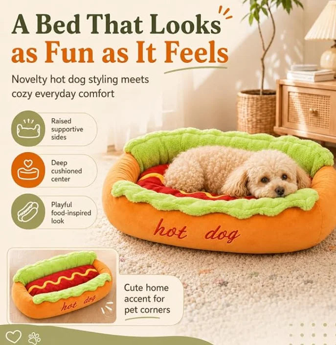 2026 New Hot Dog Pet Bed For Dachshund Cats Puppies Small Pets Plush Removable Washable Pet Beds Soft Corduroy Non-Slip Bottom