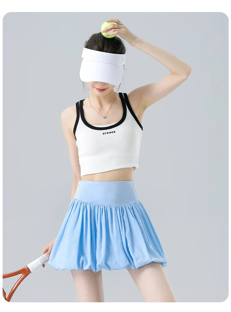 Women‘s Tennis Skirt Summer  High Waist Flared Golf Skirt with Built-in Shorts 2 in 1 Athletic Quick Dry Shorts Skirt Pickleball