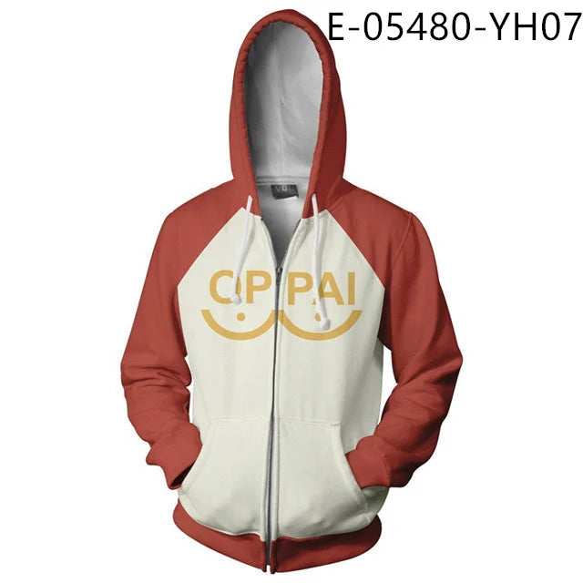 Coat Anime Saitama Oppai Hooded Hoodie Men Women Fleece Sweatshirt Fashion Harajuku Jacket Brand Clothes Cosplay Costume