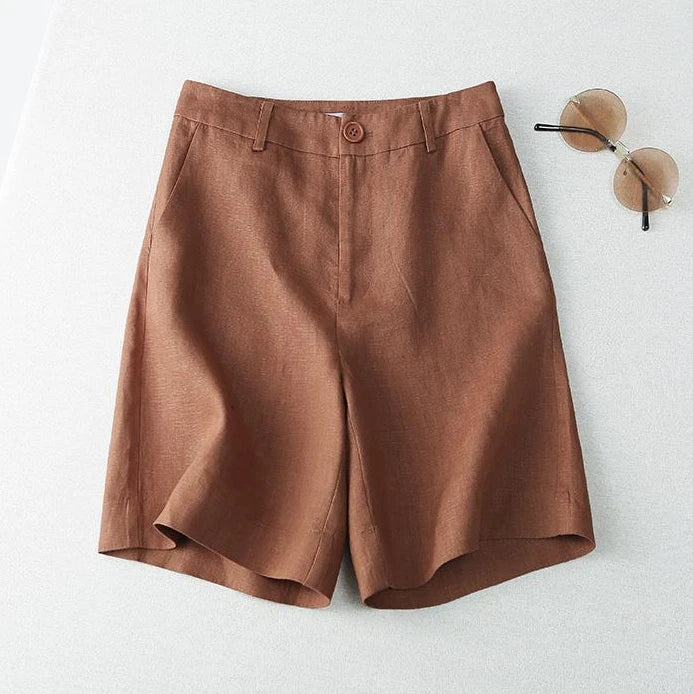Women's Shorts Linen Half Knee Length Mid Wide Female Short Pants Bermuda Offer Aesthetic Hot Streetwear Korean Style For Summer