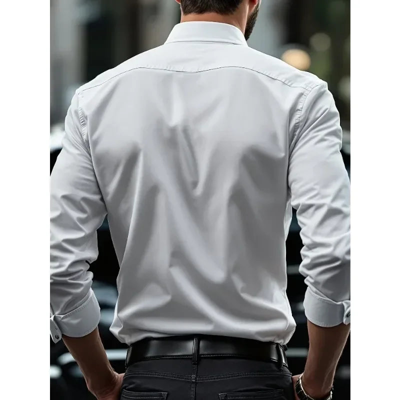Smart Casual Elastic Shirt Men