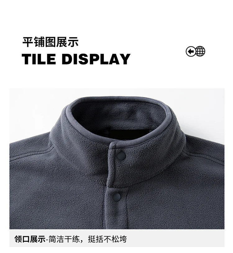 2025 Men Sweatshirt Turtleneck Half Button Pullover Male Polar Fleece Casual Basic Elegant Work Wear Winter Autumn Warm Jacket