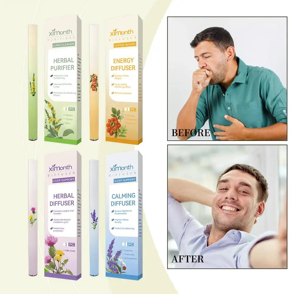 Herbal Diffuser with Mullein/Thyme/Mints Guarana/Green Tea Natural Energy Boost Clear Breathing Support for All Ages
