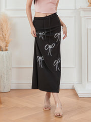 High-Waist Drawstring Ankle-Length Skirt