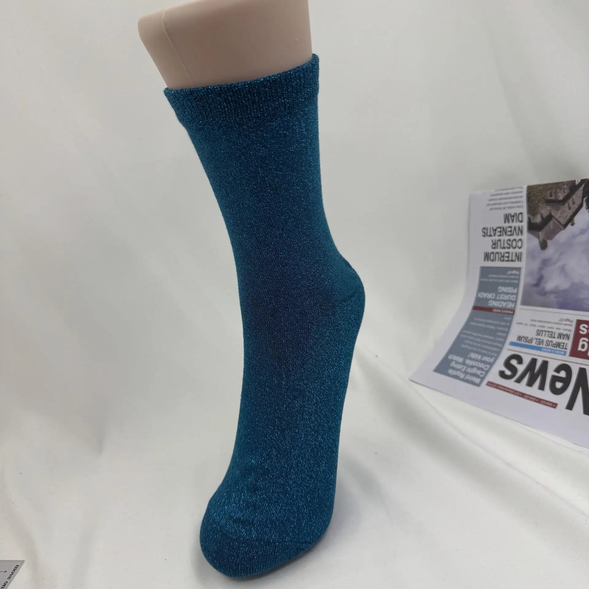 Metallic Knit Mid Calf Socks