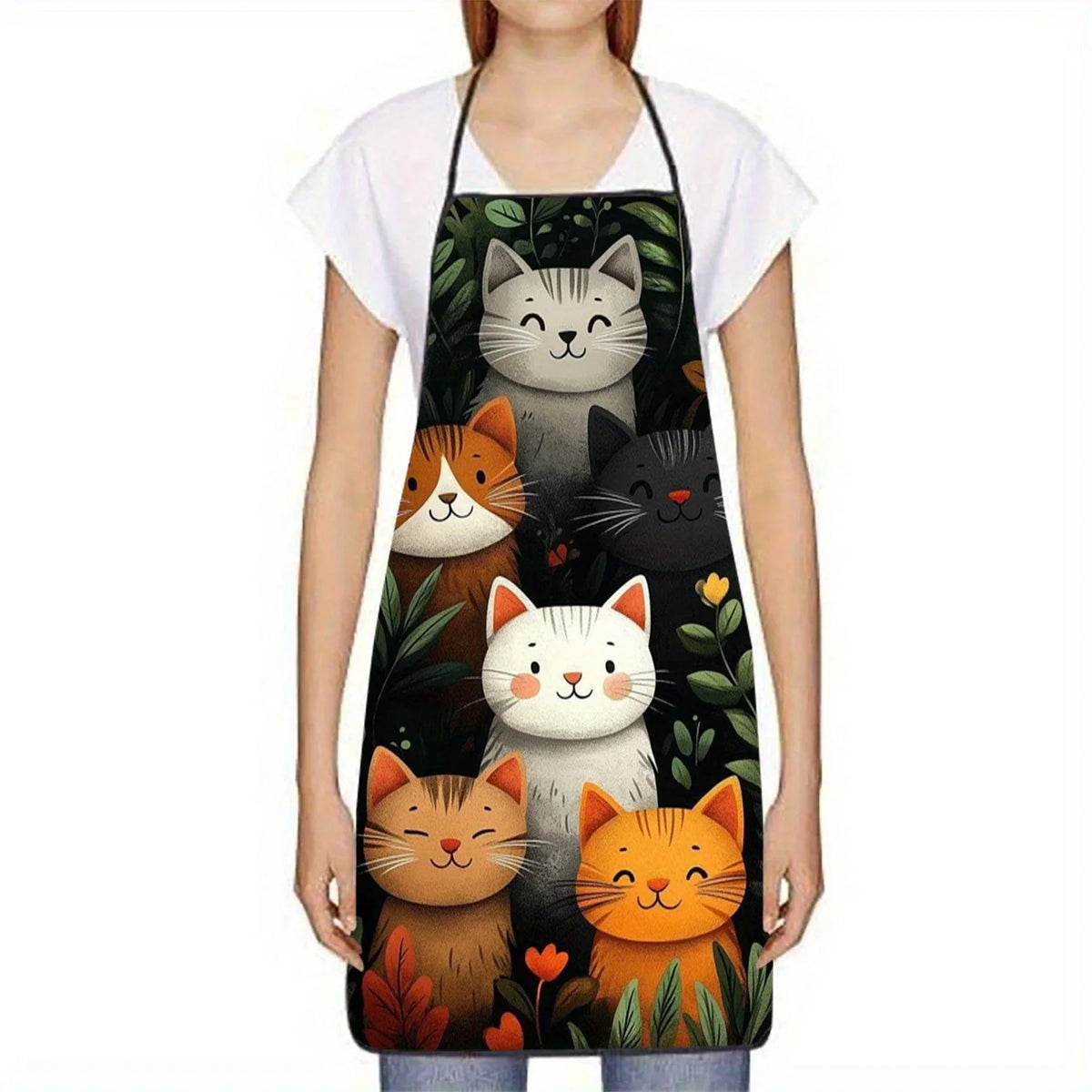 Vibrant Cartoon Cat Kitchen Apron