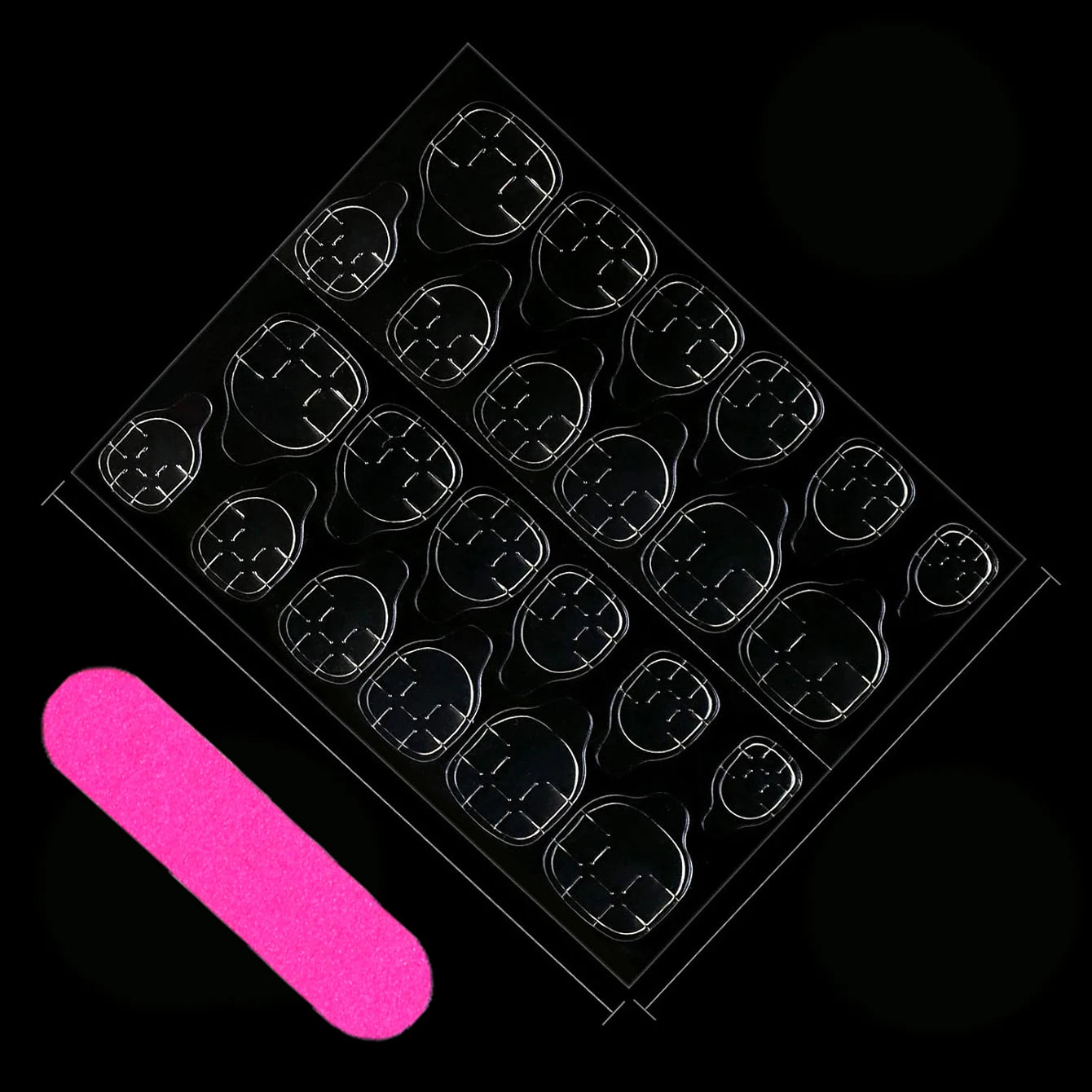 24PCS Short False Nails With Rose Leaf Design Pressed On The Nails, Glossy Glue, Black Full Coverage Acrylic False Nails