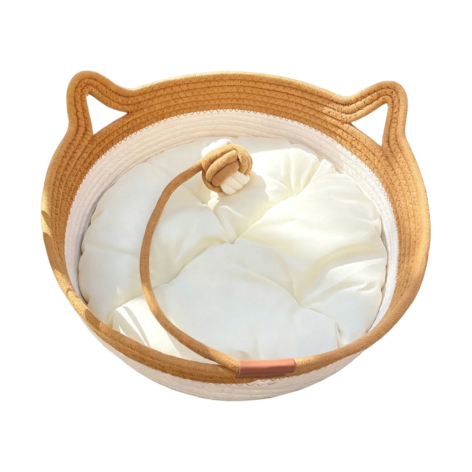 Pet Cat Bed Round Hand Woven Rattan Wear-resistant Cat Bed Summer Pet Bed Indoor Sleeping House Pet Products Accessories