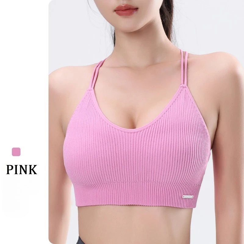 Women's Sports Bra Shock-proof Push-up Beautiful Back Cross Fitness Vest Top Gym Clothing Yoga Vest Running Sexy Fitness Bra