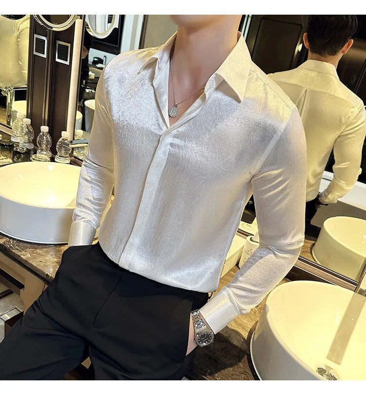 Glossy Slim Fit Men’s Dress Shirt