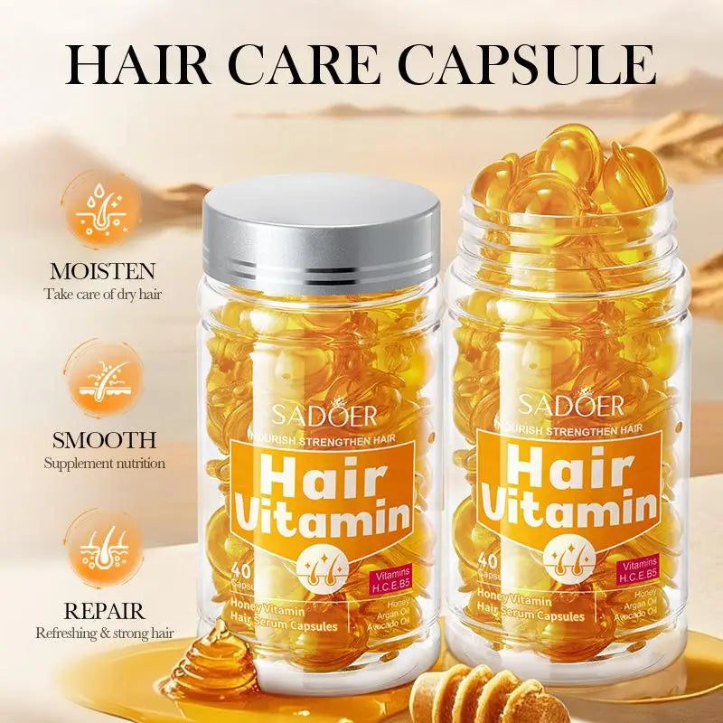 Hair Care Essence Capsules Bee-Infused For Women & Men Hair Care Oil Smooth Repair Damaged Hair Treatment Serum,Vitamin A,E,H,B5