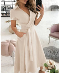 Belted Sleeveless Turn Down Dress