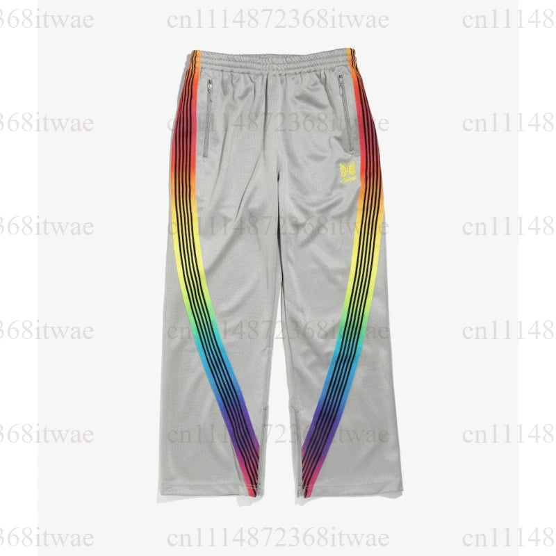 Unisex Embroidery Track Suit Striped Tape Zip‑Up Jacket Pants Set Casual Sportswear Outfit Long Sleeve Athletic Tracksuit Set