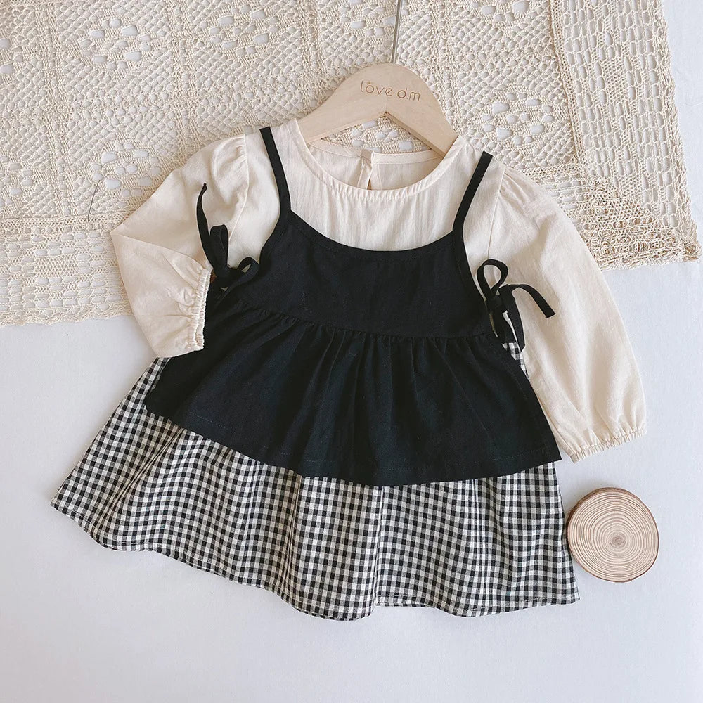 Plaid Baby A-Line Dress Suit