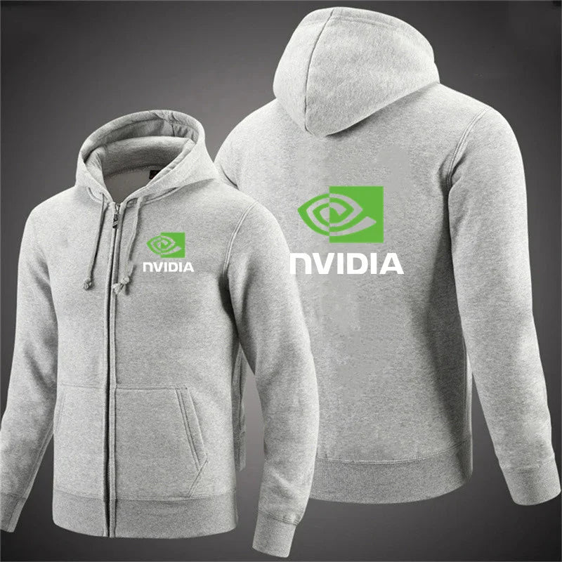 Autumn Men Nvidia Sweatshirts Long Sleeve Jacket Hoodie Zipper Closure Jacket Male Hoodies Sweatshirt Slim Fit Male Clothing