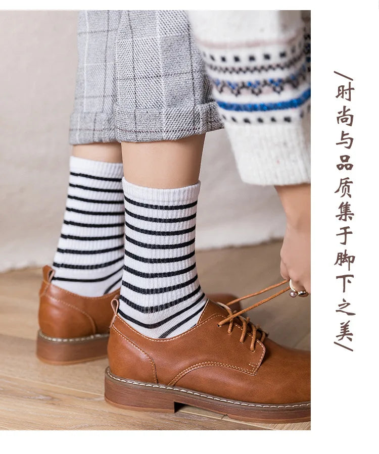 Colorful Striped Cotton Crew Socks