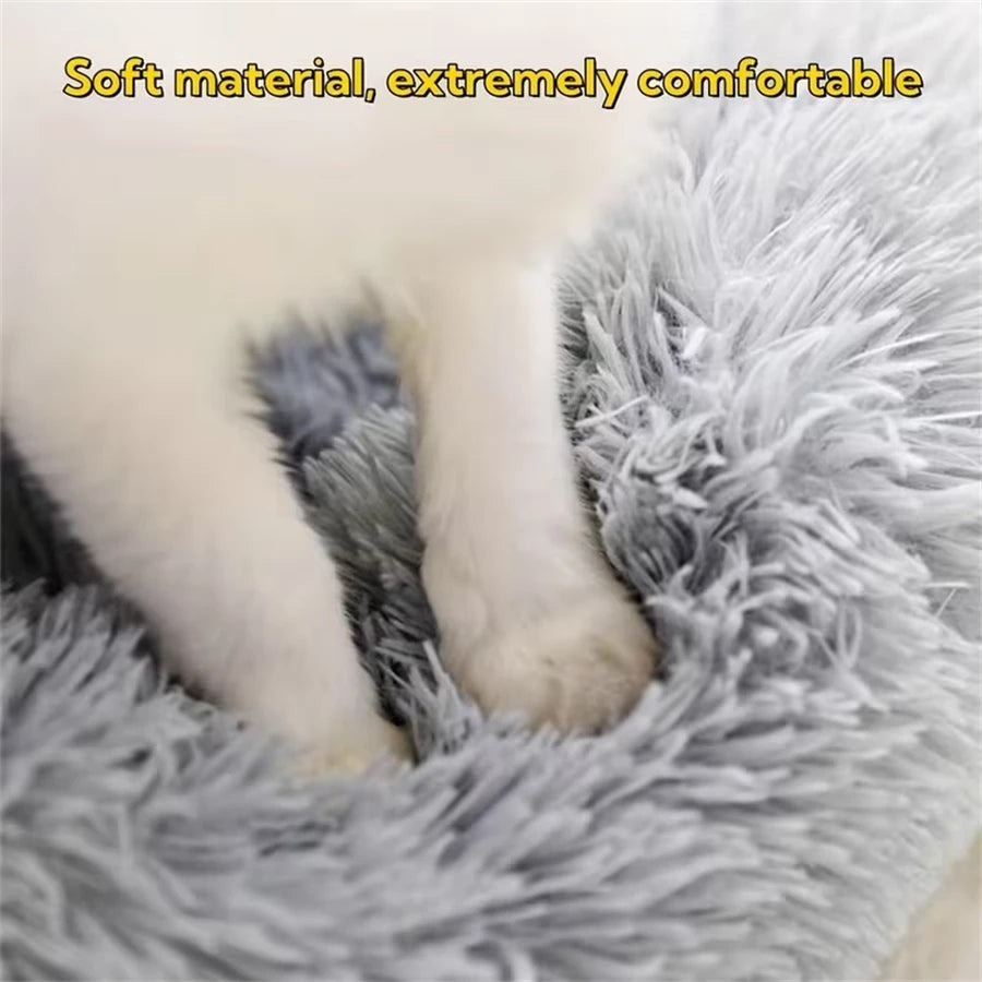 Faux Fur Donut Calming Cat Bed