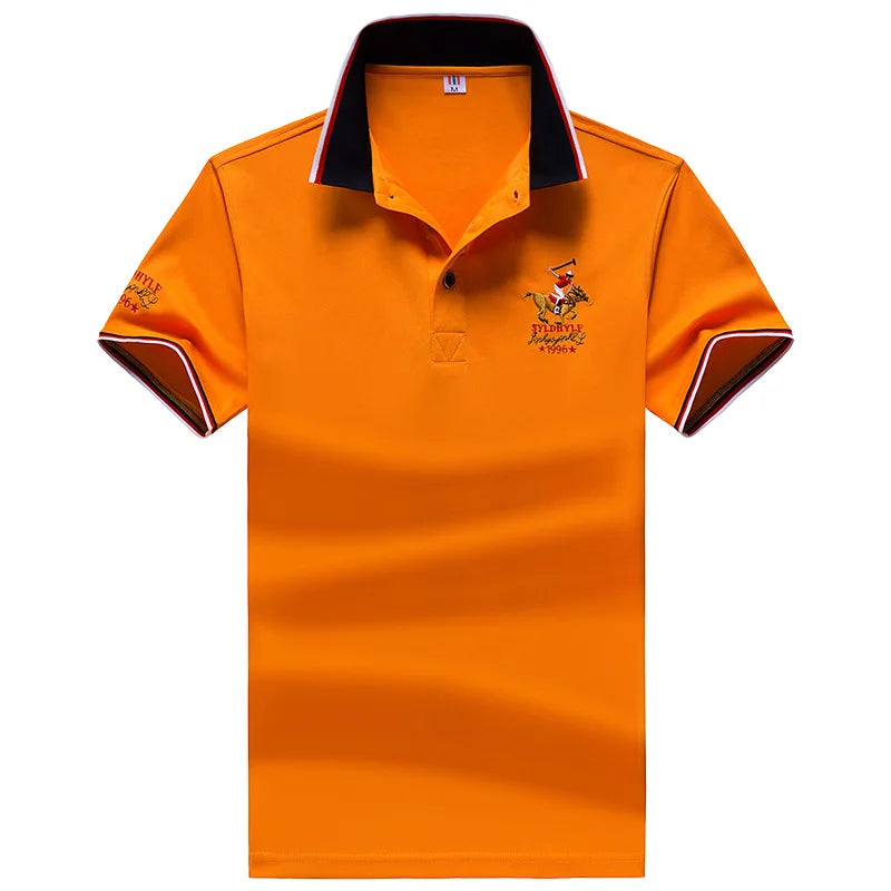 Polo Shirt Men Summer New Men's Short-Sleeved Polo Shirt Mens Embroidery Synthetic Fiber Fabric Youth Casual Business Polo Shirt