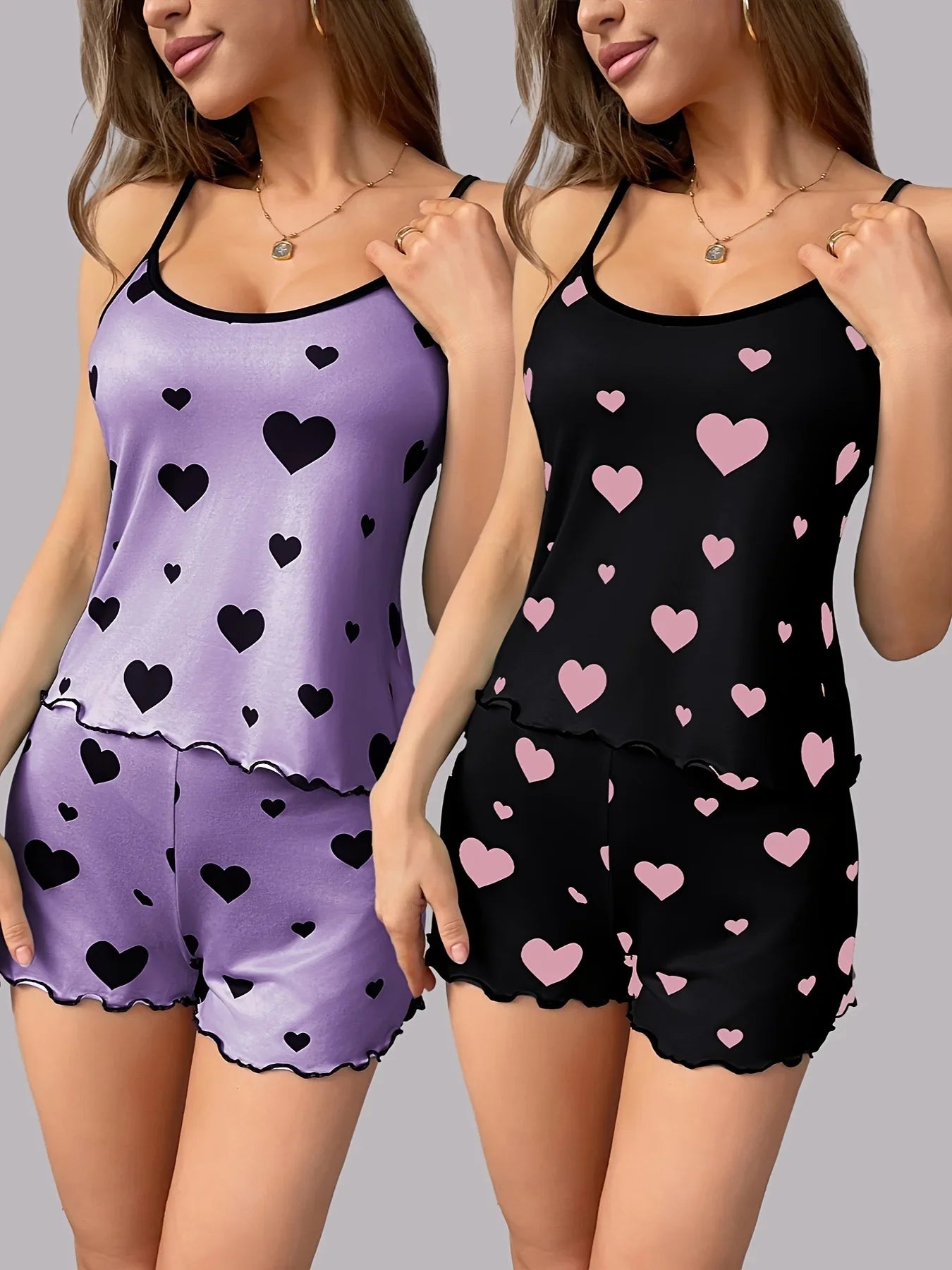 Heart Print Cami Pajama Set