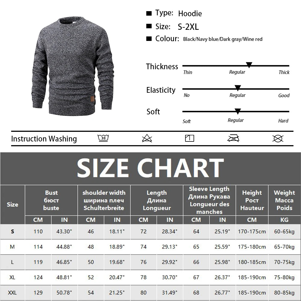 Men's Long Sleeve Sweaters Crew Neck Basic Pullover Shirts Autumn Warm Streetwear Outdoor Jogger Casual Loose Sweatshirt Hoody